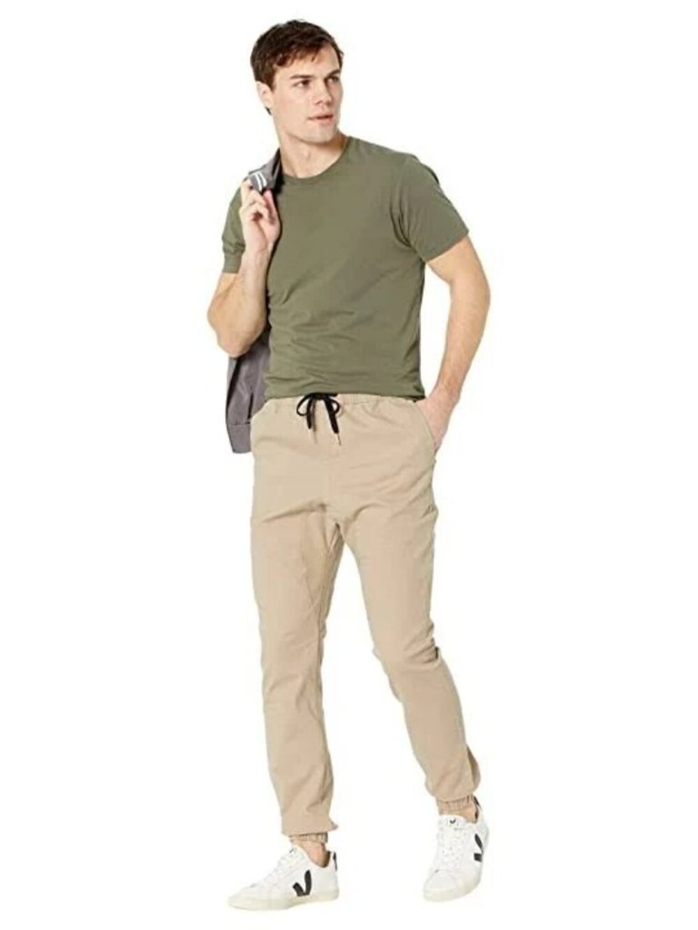 ZANEROBE Sureshot Joggers Mens 32 Tan Sandstone Beige Chino Elastic Waist Pants